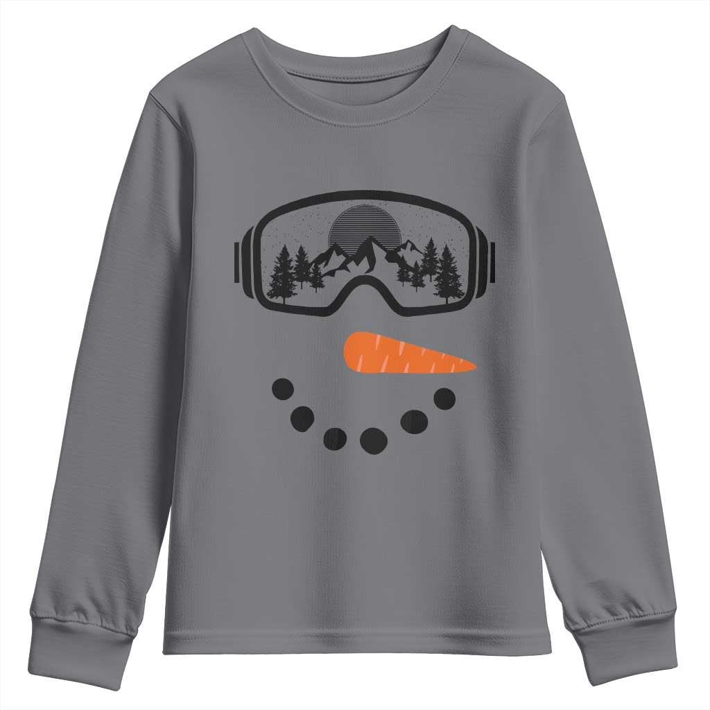Ski Snowboard Snowman Face Youth Sweatshirt Goggles Skiing Snow Ski Lover Skier TS10 Charcoal Print Your Wear