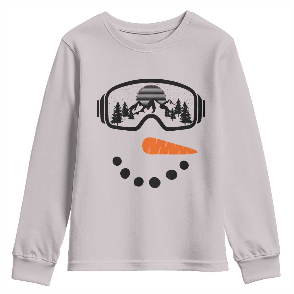 Ski Snowboard Snowman Face Youth Sweatshirt Goggles Skiing Snow Ski Lover Skier TS10 Ice Gray Print Your Wear