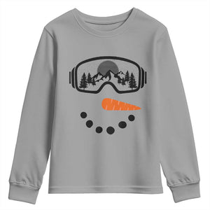 Ski Snowboard Snowman Face Youth Sweatshirt Goggles Skiing Snow Ski Lover Skier TS10 Sport Gray Print Your Wear