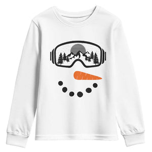 Ski Snowboard Snowman Face Youth Sweatshirt Goggles Skiing Snow Ski Lover Skier TS10 White Print Your Wear