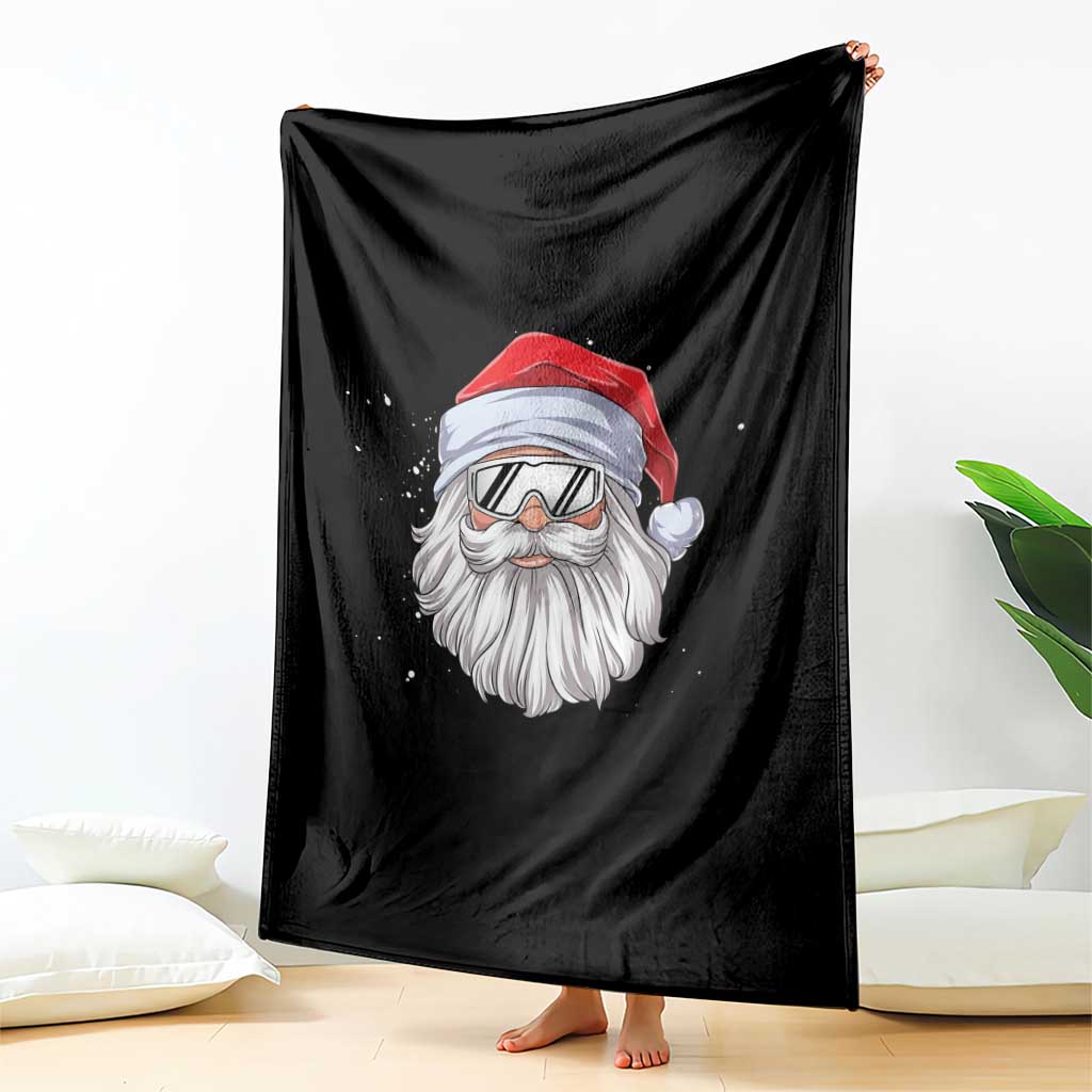 Skiing Santa Face Christmas Throw Blanket Retro Ski Goggles Winter Sports Skiing Gift Snowboard TS10 Print Your Wear