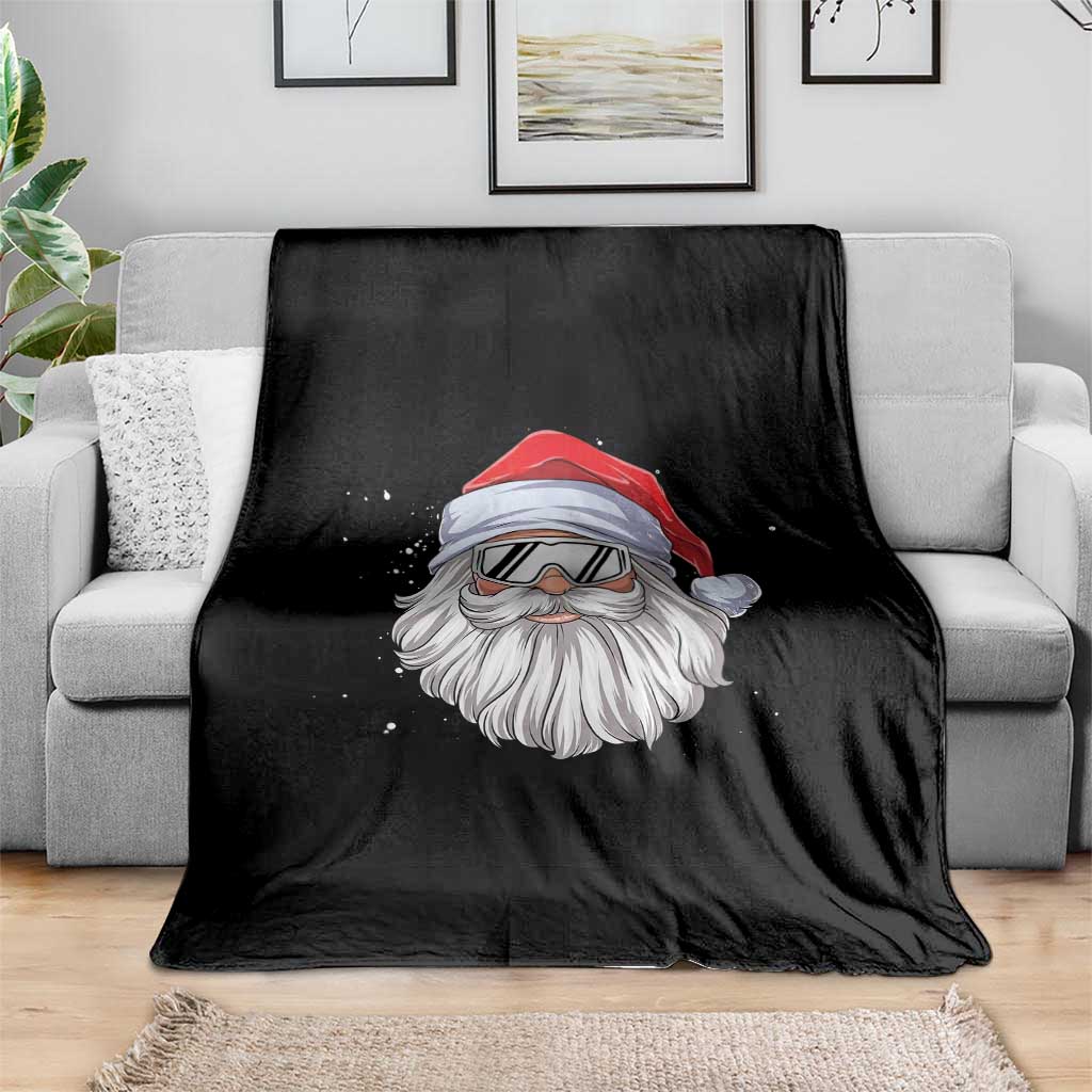 Skiing Santa Face Christmas Throw Blanket Retro Ski Goggles Winter Sports Skiing Gift Snowboard TS10 Print Your Wear