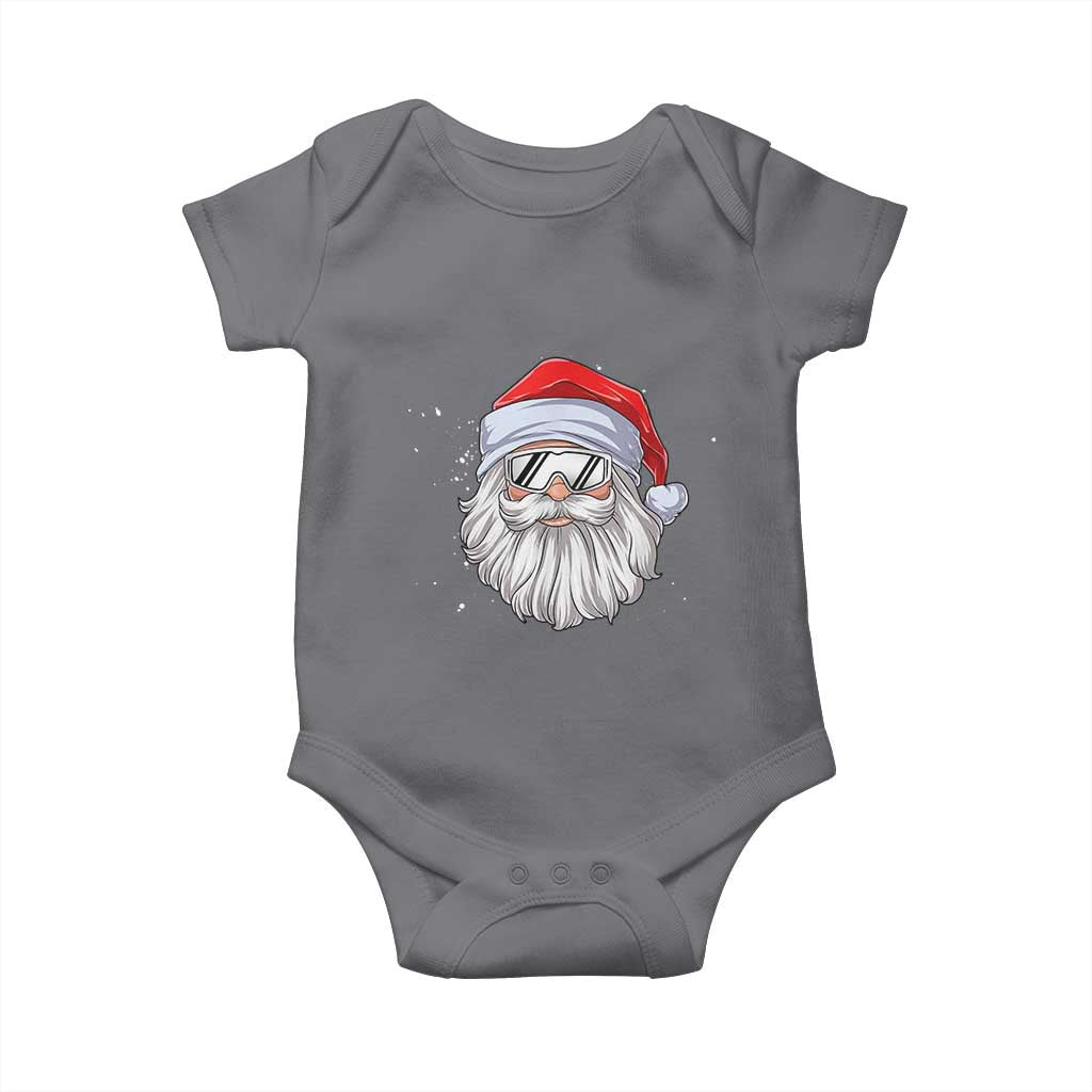 Skiing Santa Face Christmas Baby Onesie Retro Ski Goggles Winter Sports Skiing Gift Snowboard TS10 Charcoal Print Your Wear