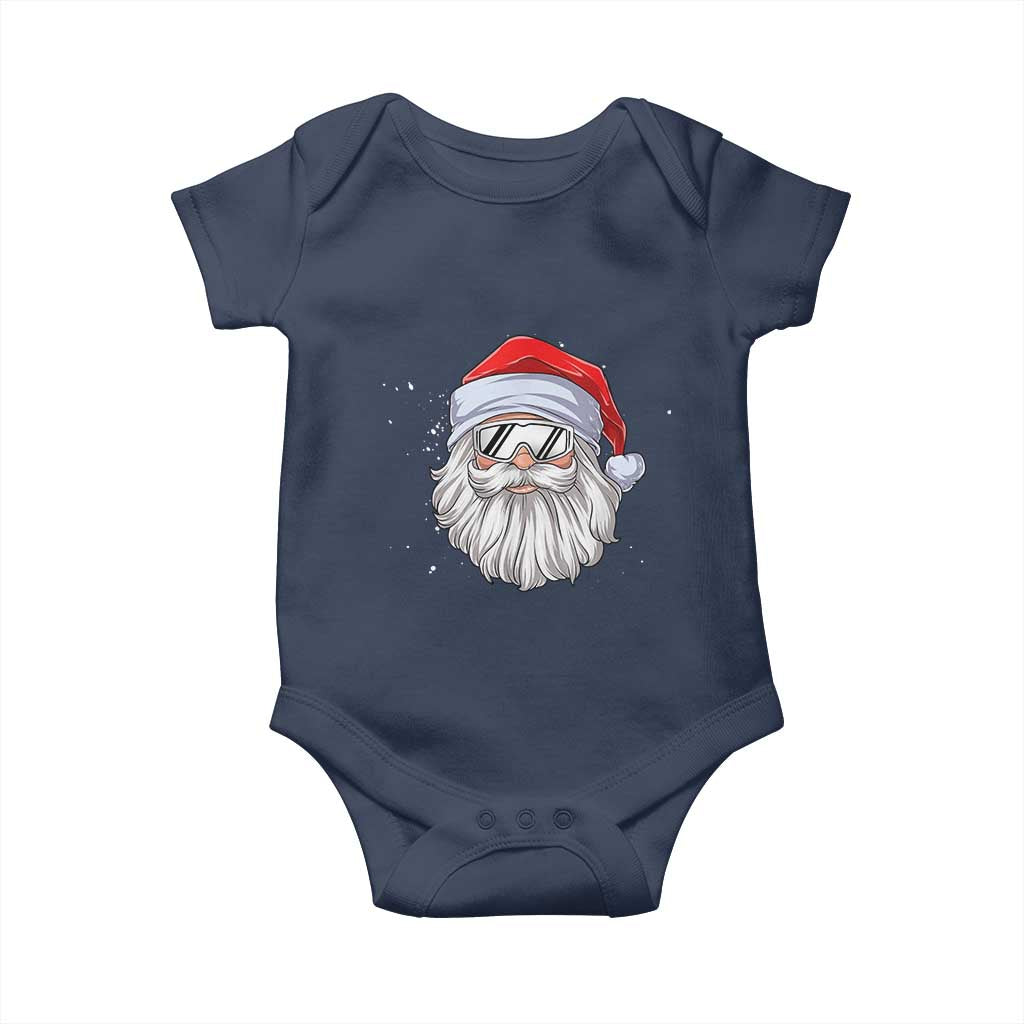 Skiing Santa Face Christmas Baby Onesie Retro Ski Goggles Winter Sports Skiing Gift Snowboard TS10 Navy Print Your Wear