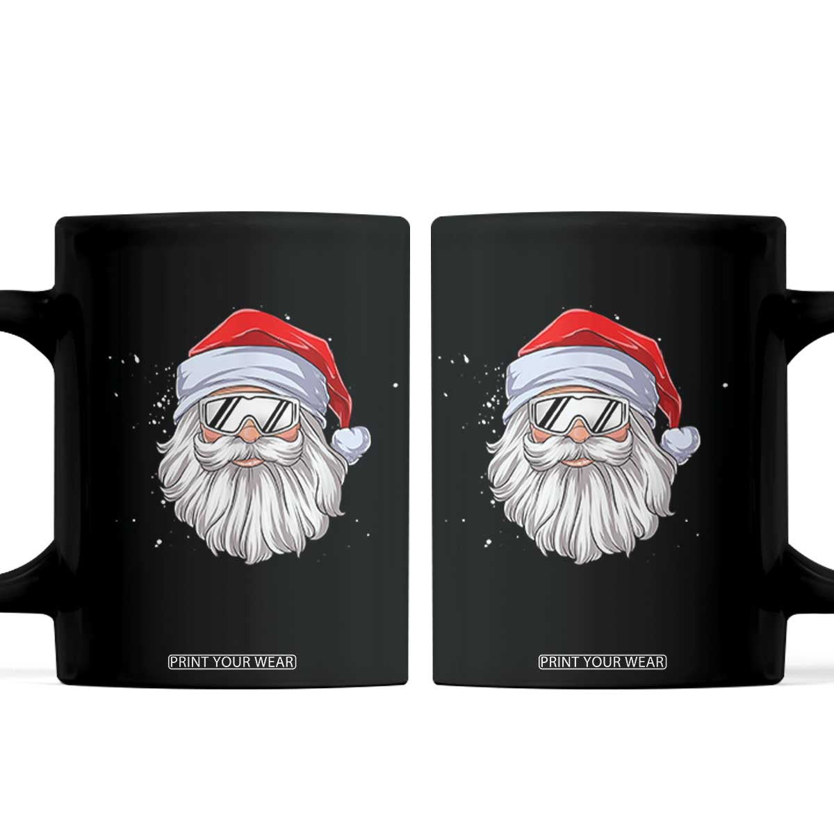 Skiing Santa Face Christmas Coffee Mug Retro Ski Goggles Winter Sports Skiing Gift Snowboard TS10 Black Print Your Wear