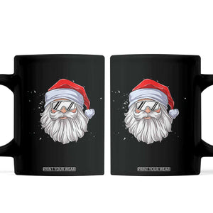 Skiing Santa Face Christmas Coffee Mug Retro Ski Goggles Winter Sports Skiing Gift Snowboard TS10 Black Print Your Wear