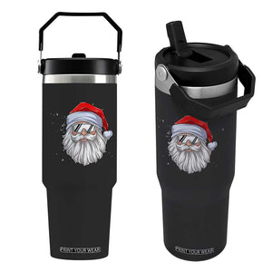 Skiing Santa Face Christmas Flip Straw Tumbler Retro Ski Goggles Winter Sports Skiing Gift Snowboard TS10 One Size: 30 oz Black Print Your Wear