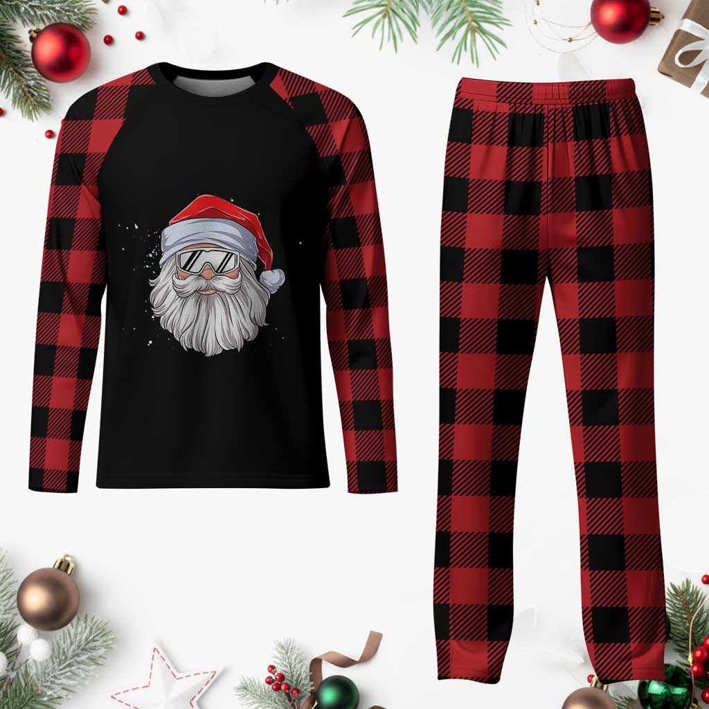 Skiing Santa Face Christmas Plaid Pajama Set Retro Ski Goggles Winter Sports Skiing Gift Snowboard TS10 Buffalo Plaid Print Your Wear