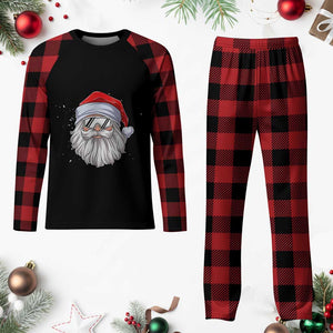 Skiing Santa Face Christmas Plaid Pajama Set Retro Ski Goggles Winter Sports Skiing Gift Snowboard TS10 Buffalo Plaid Print Your Wear