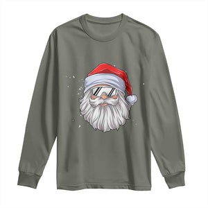 Skiing Santa Face Christmas Long Sleeve Shirt Retro Ski Goggles Winter Sports Skiing Gift Snowboard TS10 Military Green Print Your Wear