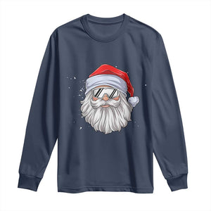 Skiing Santa Face Christmas Long Sleeve Shirt Retro Ski Goggles Winter Sports Skiing Gift Snowboard TS10 Navy Print Your Wear