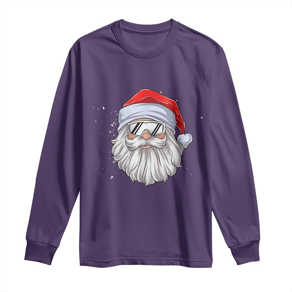 Skiing Santa Face Christmas Long Sleeve Shirt Retro Ski Goggles Winter Sports Skiing Gift Snowboard TS10 Purple Print Your Wear