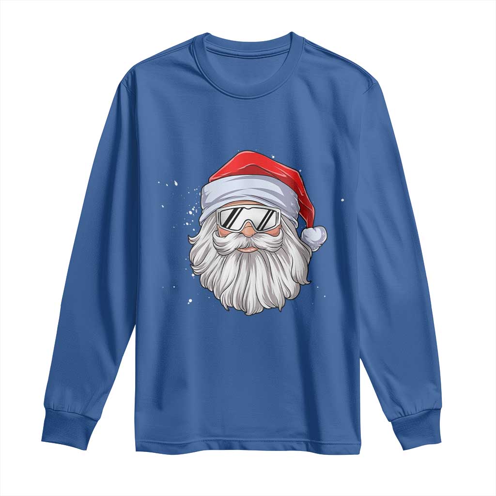 Skiing Santa Face Christmas Long Sleeve Shirt Retro Ski Goggles Winter Sports Skiing Gift Snowboard TS10 Royal Blue Print Your Wear