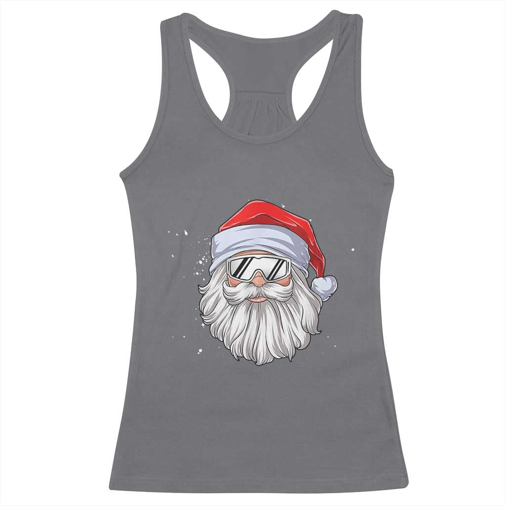 Skiing Santa Face Christmas Racerback Tank Top Retro Ski Goggles Winter Sports Skiing Gift Snowboard TS10 Charcoal Print Your Wear
