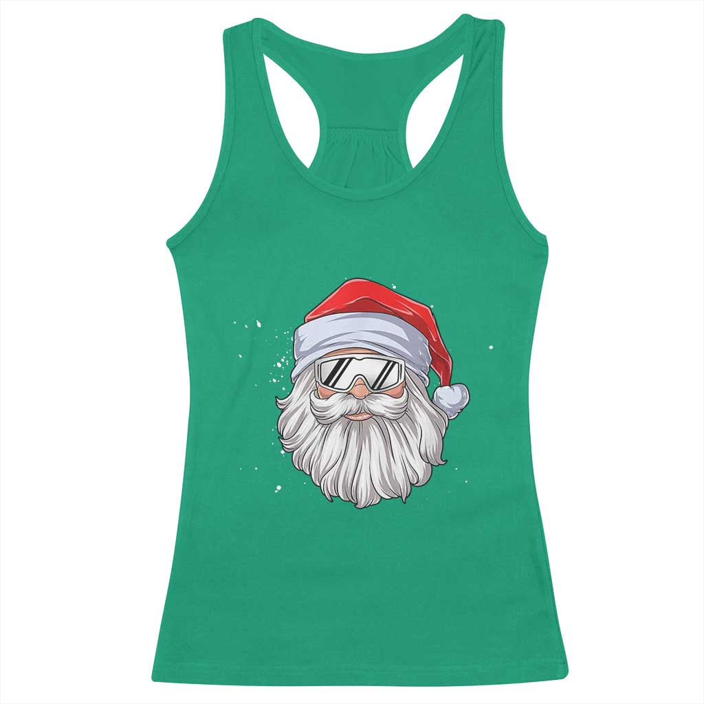 Skiing Santa Face Christmas Racerback Tank Top Retro Ski Goggles Winter Sports Skiing Gift Snowboard TS10 Irish Green Print Your Wear