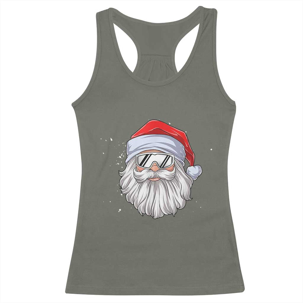 Skiing Santa Face Christmas Racerback Tank Top Retro Ski Goggles Winter Sports Skiing Gift Snowboard TS10 Military Green Print Your Wear