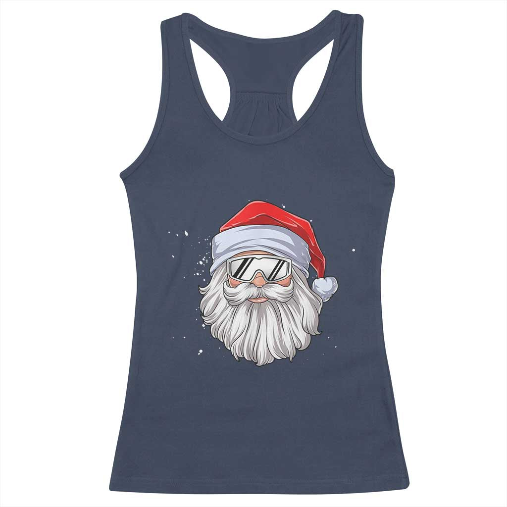 Skiing Santa Face Christmas Racerback Tank Top Retro Ski Goggles Winter Sports Skiing Gift Snowboard TS10 Navy Print Your Wear