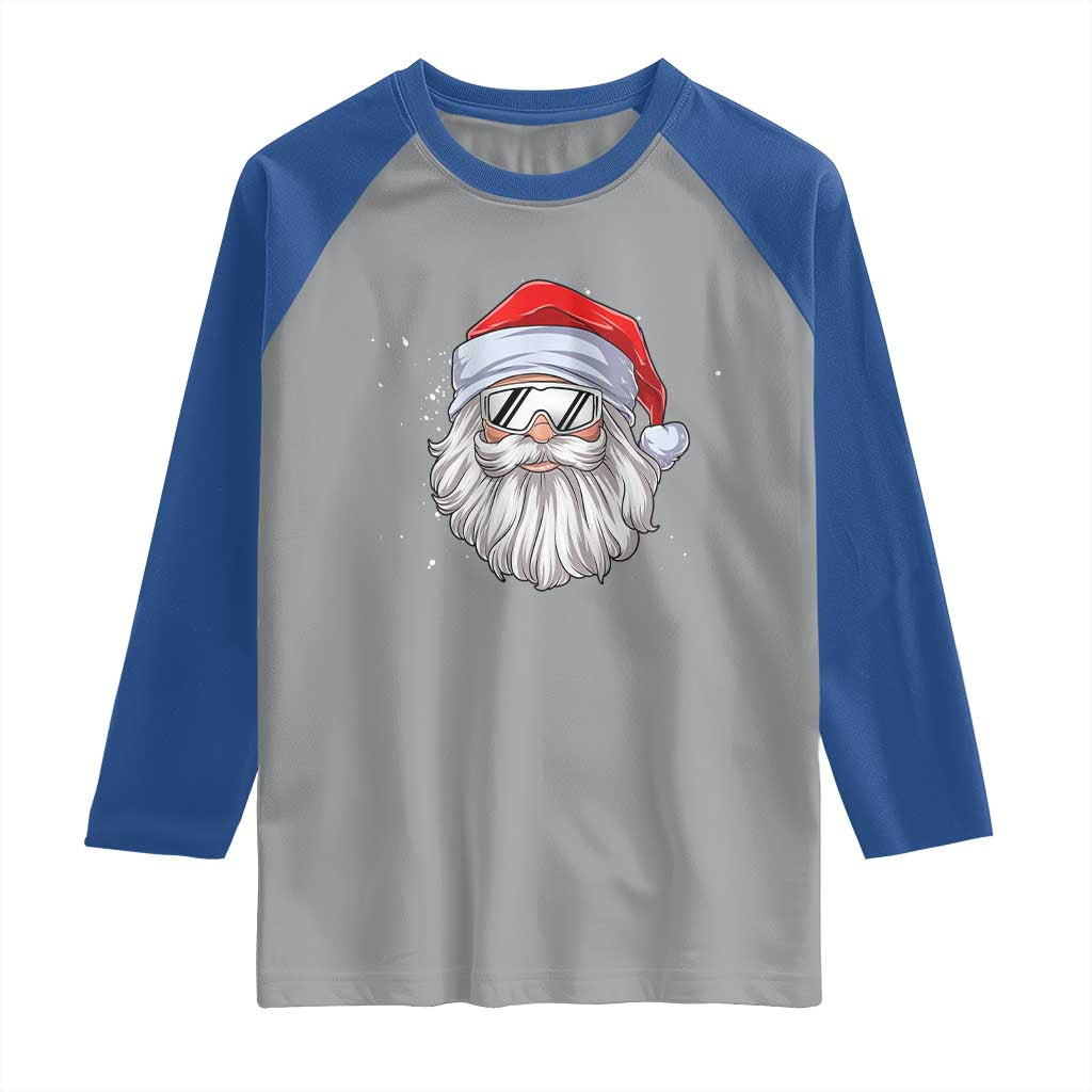 Skiing Santa Face Christmas Raglan Shirt Retro Ski Goggles Winter Sports Skiing Gift Snowboard TS10 Sport Gray Royal Print Your Wear