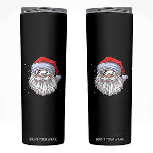 Skiing Santa Face Christmas Skinny Tumbler Retro Ski Goggles Winter Sports Skiing Gift Snowboard TS10 Black Print Your Wear