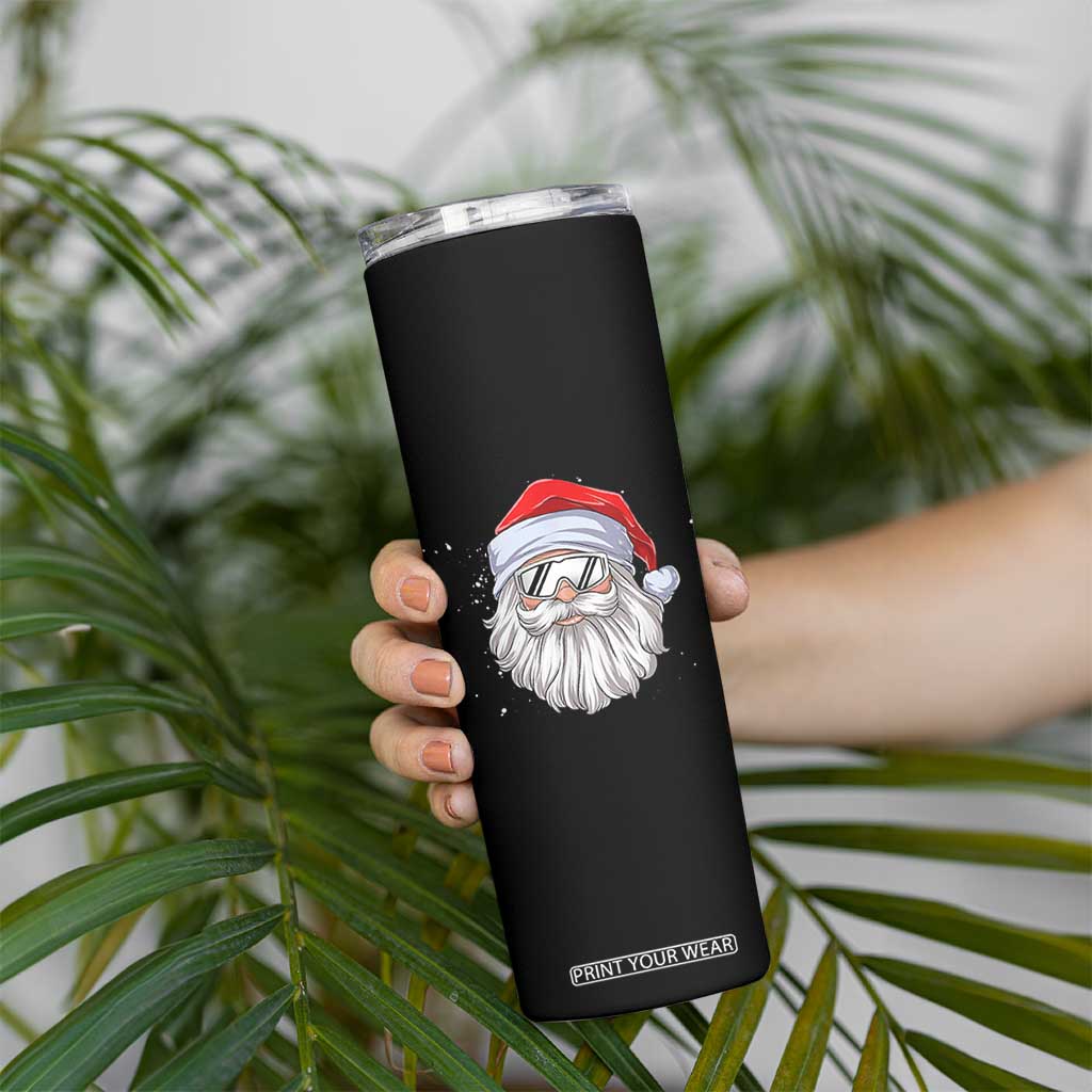 Skiing Santa Face Christmas Skinny Tumbler Retro Ski Goggles Winter Sports Skiing Gift Snowboard TS10 Print Your Wear