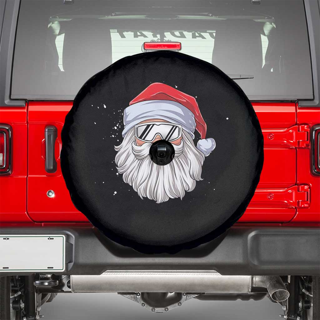 Skiing Santa Face Christmas Spare Tire Cover Retro Ski Goggles Winter Sports Skiing Gift Snowboard TS10 Black Print Your Wear
