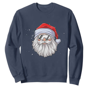 Skiing Santa Face Christmas Sweatshirt Retro Ski Goggles Winter Sports Skiing Gift Snowboard TS10 Navy Print Your Wear