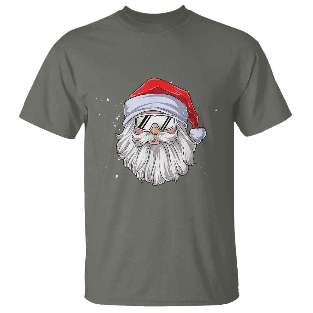 Skiing Santa Face Christmas T Shirt Retro Ski Goggles Winter Sports Skiing Gift Snowboard TS10 Military Green Print Your Wear