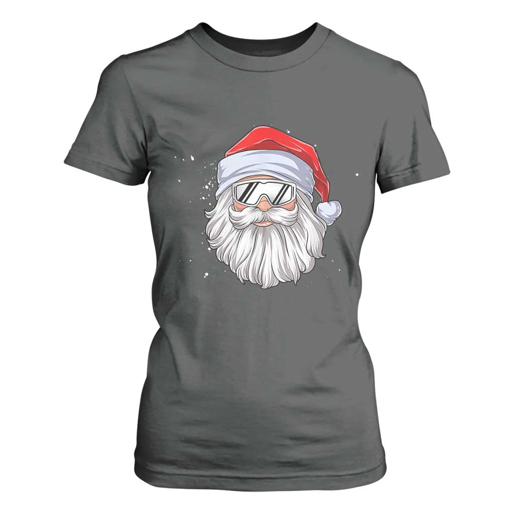 Skiing Santa Face Christmas T Shirt For Women Retro Ski Goggles Winter Sports Skiing Gift Snowboard TS10 Dark Heather Print Your Wear
