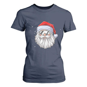 Skiing Santa Face Christmas T Shirt For Women Retro Ski Goggles Winter Sports Skiing Gift Snowboard TS10 Navy Print Your Wear