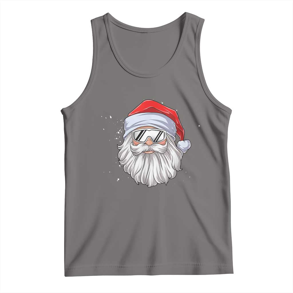 Skiing Santa Face Christmas Tank Top Retro Ski Goggles Winter Sports Skiing Gift Snowboard TS10 Deep Heather Print Your Wear