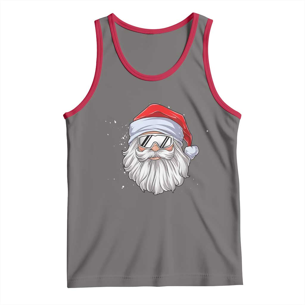 Skiing Santa Face Christmas Tank Top Retro Ski Goggles Winter Sports Skiing Gift Snowboard TS10 Deep Heather Red Print Your Wear