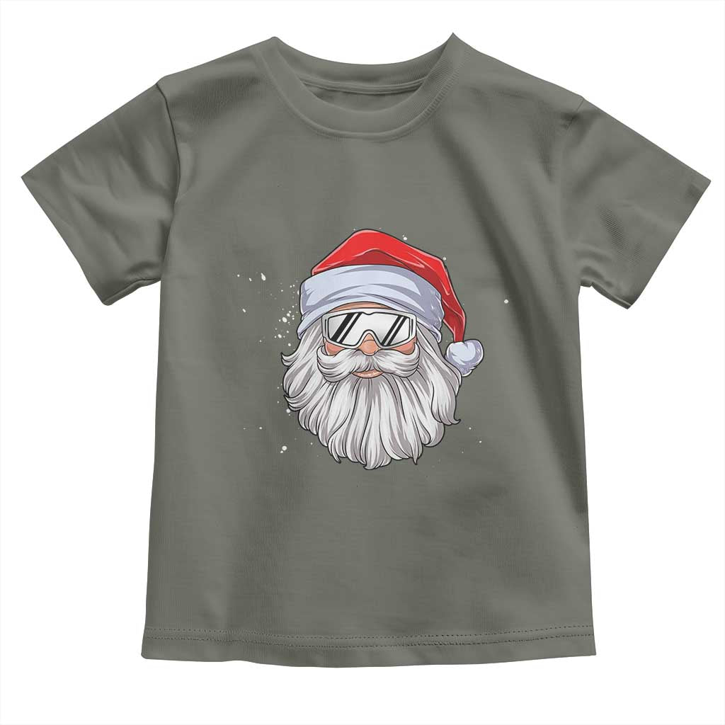 Skiing Santa Face Christmas Toddler T Shirt Retro Ski Goggles Winter Sports Skiing Gift Snowboard TS10 Military Green Print Your Wear