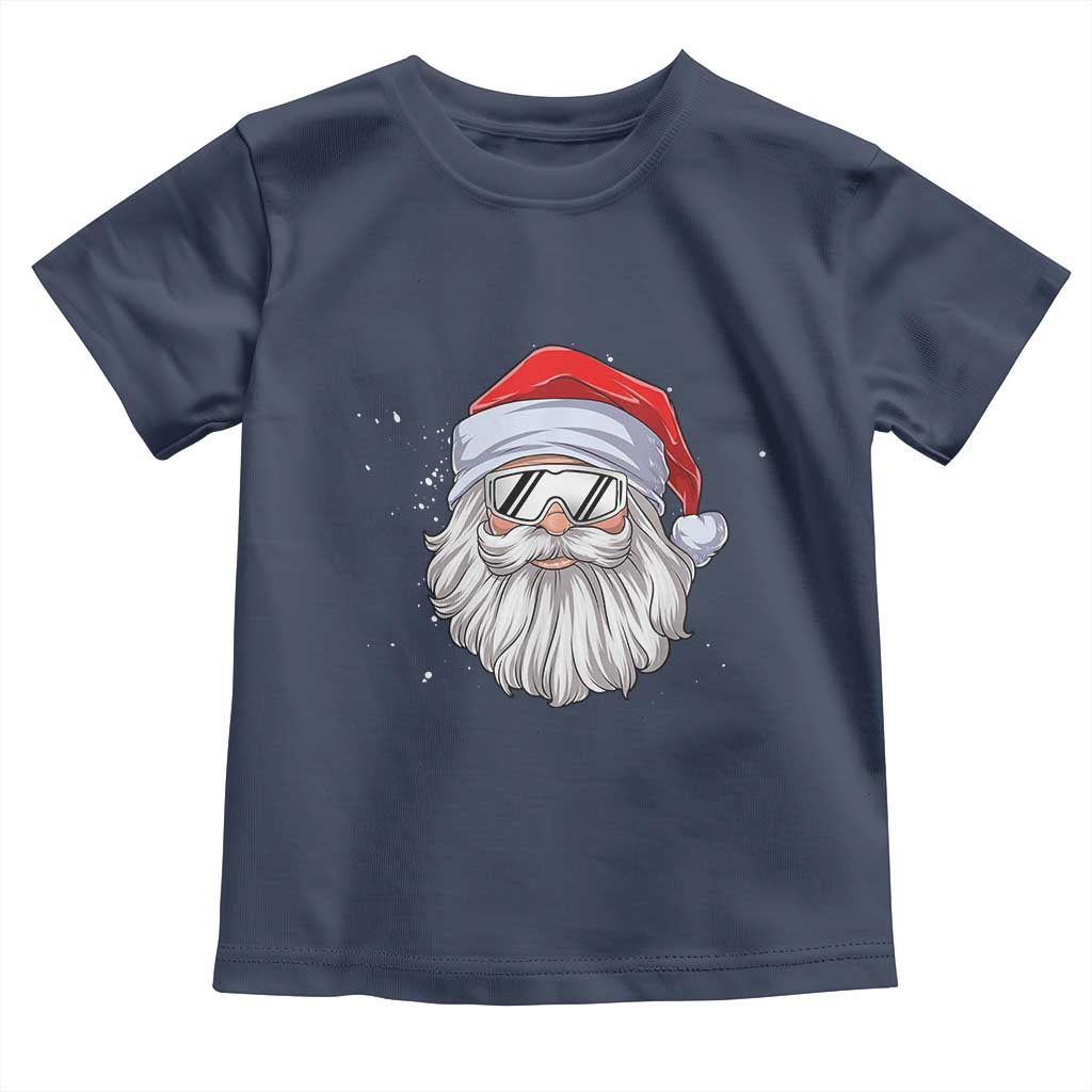 Skiing Santa Face Christmas Toddler T Shirt Retro Ski Goggles Winter Sports Skiing Gift Snowboard TS10 Navy Print Your Wear