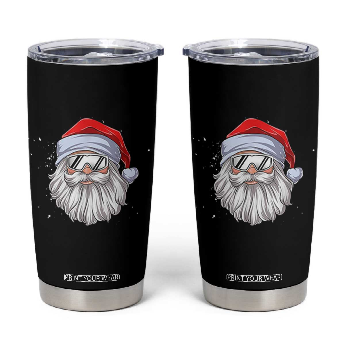 Skiing Santa Face Christmas Tumbler Cup Retro Ski Goggles Winter Sports Skiing Gift Snowboard TS10 Black Print Your Wear