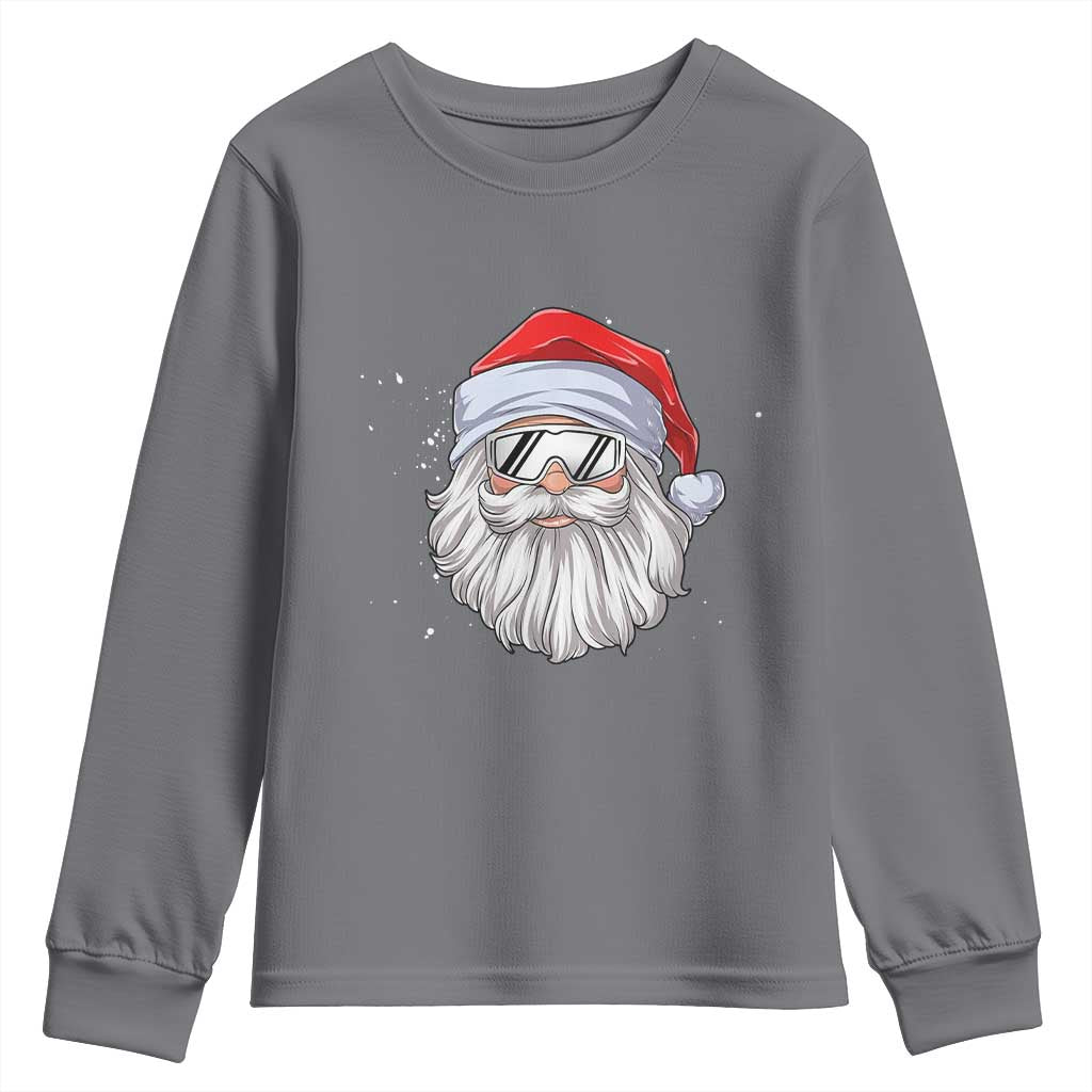 Skiing Santa Face Christmas Youth Sweatshirt Retro Ski Goggles Winter Sports Skiing Gift Snowboard TS10 Charcoal Print Your Wear