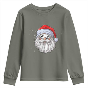 Skiing Santa Face Christmas Youth Sweatshirt Retro Ski Goggles Winter Sports Skiing Gift Snowboard TS10 Military Green Print Your Wear