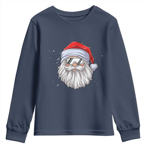 Skiing Santa Face Christmas Youth Sweatshirt Retro Ski Goggles Winter Sports Skiing Gift Snowboard TS10 Navy Print Your Wear