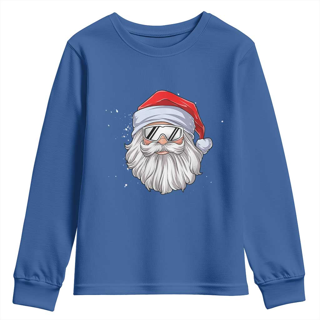 Skiing Santa Face Christmas Youth Sweatshirt Retro Ski Goggles Winter Sports Skiing Gift Snowboard TS10 Royal Blue Print Your Wear