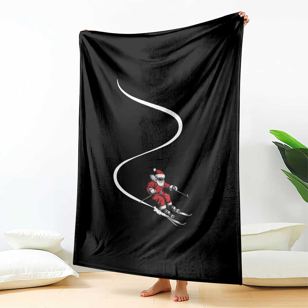 Skiing Santa Christmas Throw Blanket Retro Funny Ski Trip Freeride Freeski Winter Sports Skiers TS10 Print Your Wear