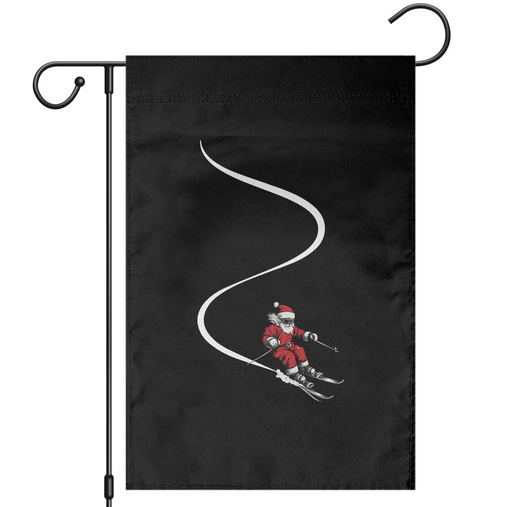 Skiing Santa Christmas Garden Flag Retro Funny Ski Trip Freeride Freeski Winter Sports Skiers TS10 Black Print Your Wear
