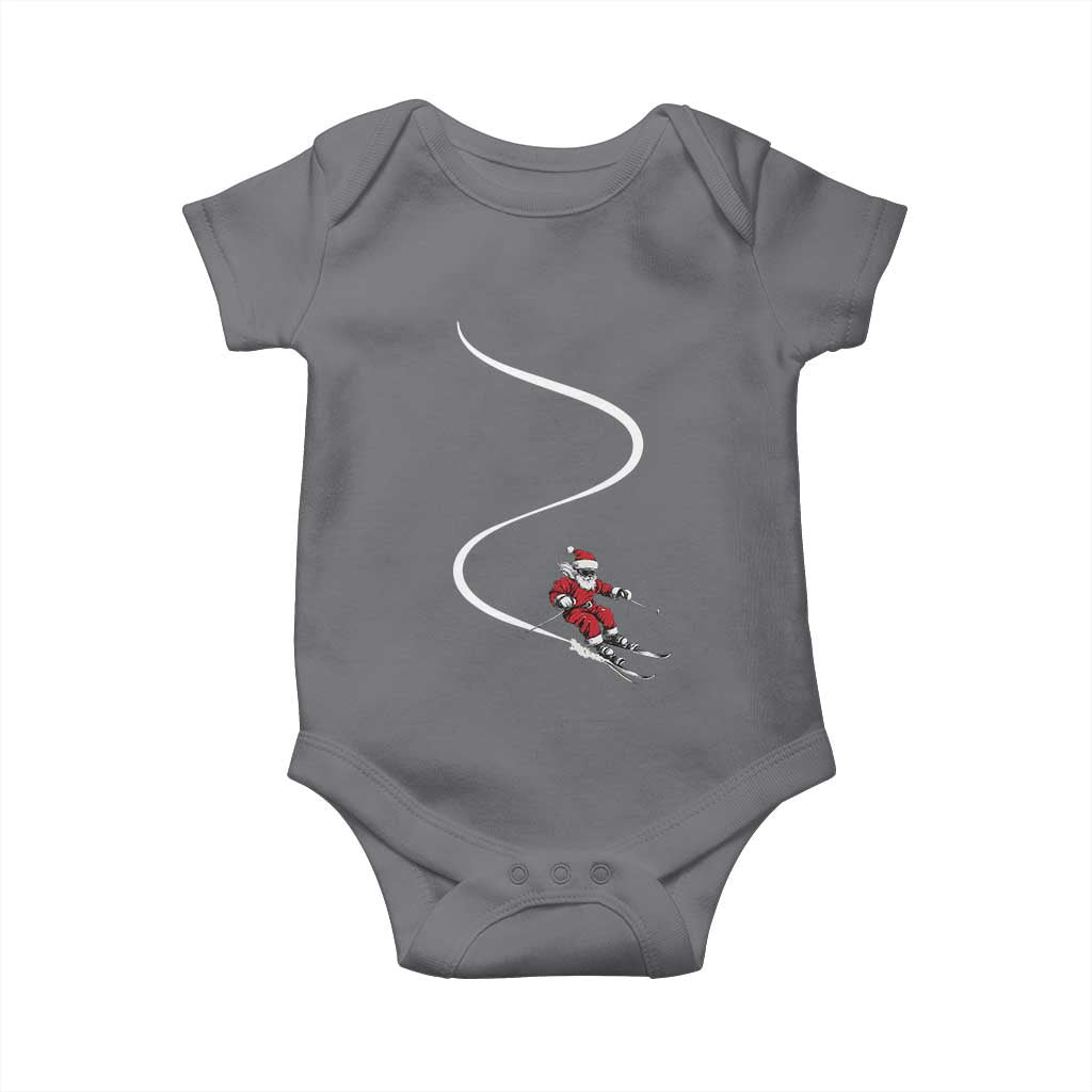 Skiing Santa Christmas Baby Onesie Retro Funny Ski Trip Freeride Freeski Winter Sports Skiers TS10 Charcoal Print Your Wear