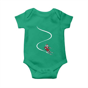 Skiing Santa Christmas Baby Onesie Retro Funny Ski Trip Freeride Freeski Winter Sports Skiers TS10 Irish Green Print Your Wear