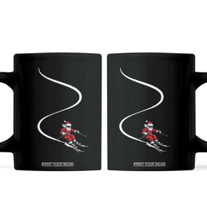 Skiing Santa Christmas Coffee Mug Retro Funny Ski Trip Freeride Freeski Winter Sports Skiers TS10 Black Print Your Wear