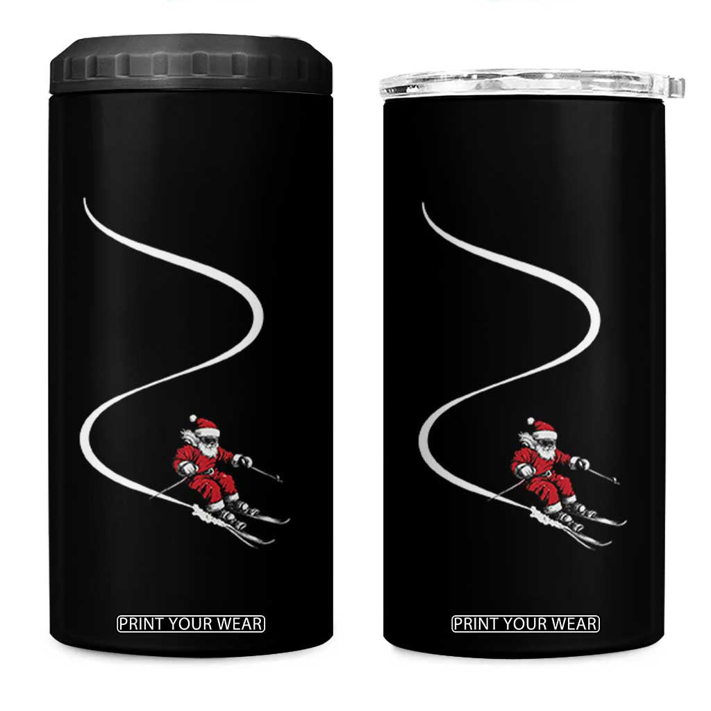Skiing Santa Christmas 4 in 1 Can Cooler Tumbler Retro Funny Ski Trip Freeride Freeski Winter Sports Skiers TS10 One Size: 16 oz Black Print Your Wear