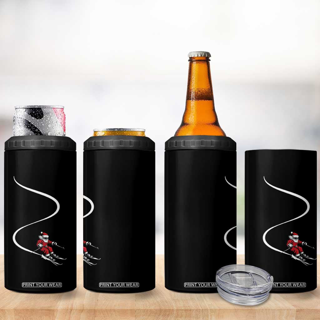 Skiing Santa Christmas 4 in 1 Can Cooler Tumbler Retro Funny Ski Trip Freeride Freeski Winter Sports Skiers TS10 Print Your Wear