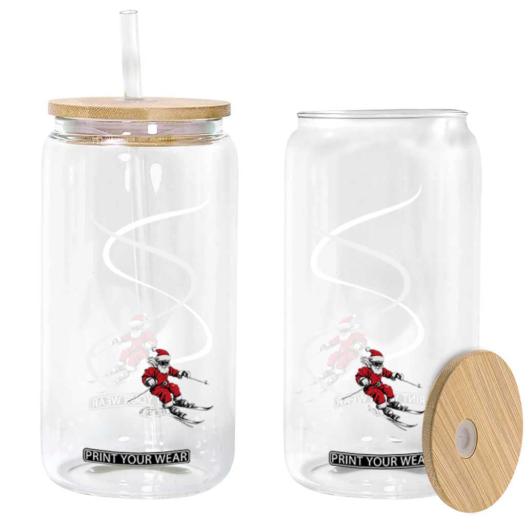 Skiing Santa Christmas Glass Can Retro Funny Ski Trip Freeride Freeski Winter Sports Skiers TS10 Print Your Wear