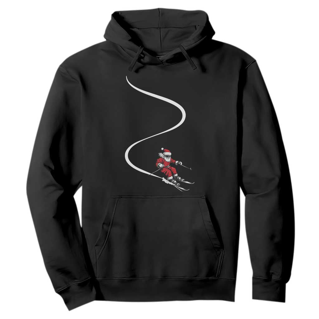 Skiing Santa Christmas Hoodie Retro Funny Ski Trip Freeride Freeski Winter Sports Skiers TS10 Black Print Your Wear