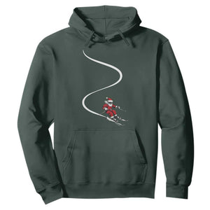 Skiing Santa Christmas Hoodie Retro Funny Ski Trip Freeride Freeski Winter Sports Skiers TS10 Dark Forest Green Print Your Wear