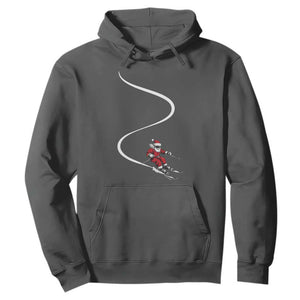 Skiing Santa Christmas Hoodie Retro Funny Ski Trip Freeride Freeski Winter Sports Skiers TS10 Dark Heather Print Your Wear