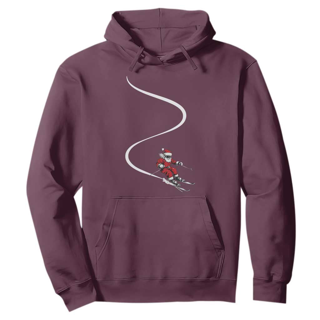 Skiing Santa Christmas Hoodie Retro Funny Ski Trip Freeride Freeski Winter Sports Skiers TS10 Maroon Print Your Wear